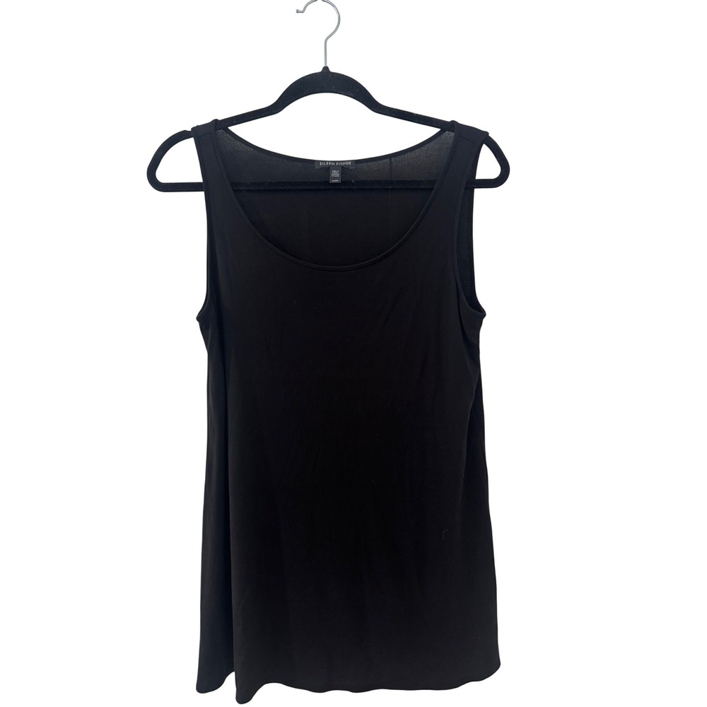 Eileen Fisher Black 100% Silk Scoop Neck Tank Top Shell Sleeveless M. Excellent